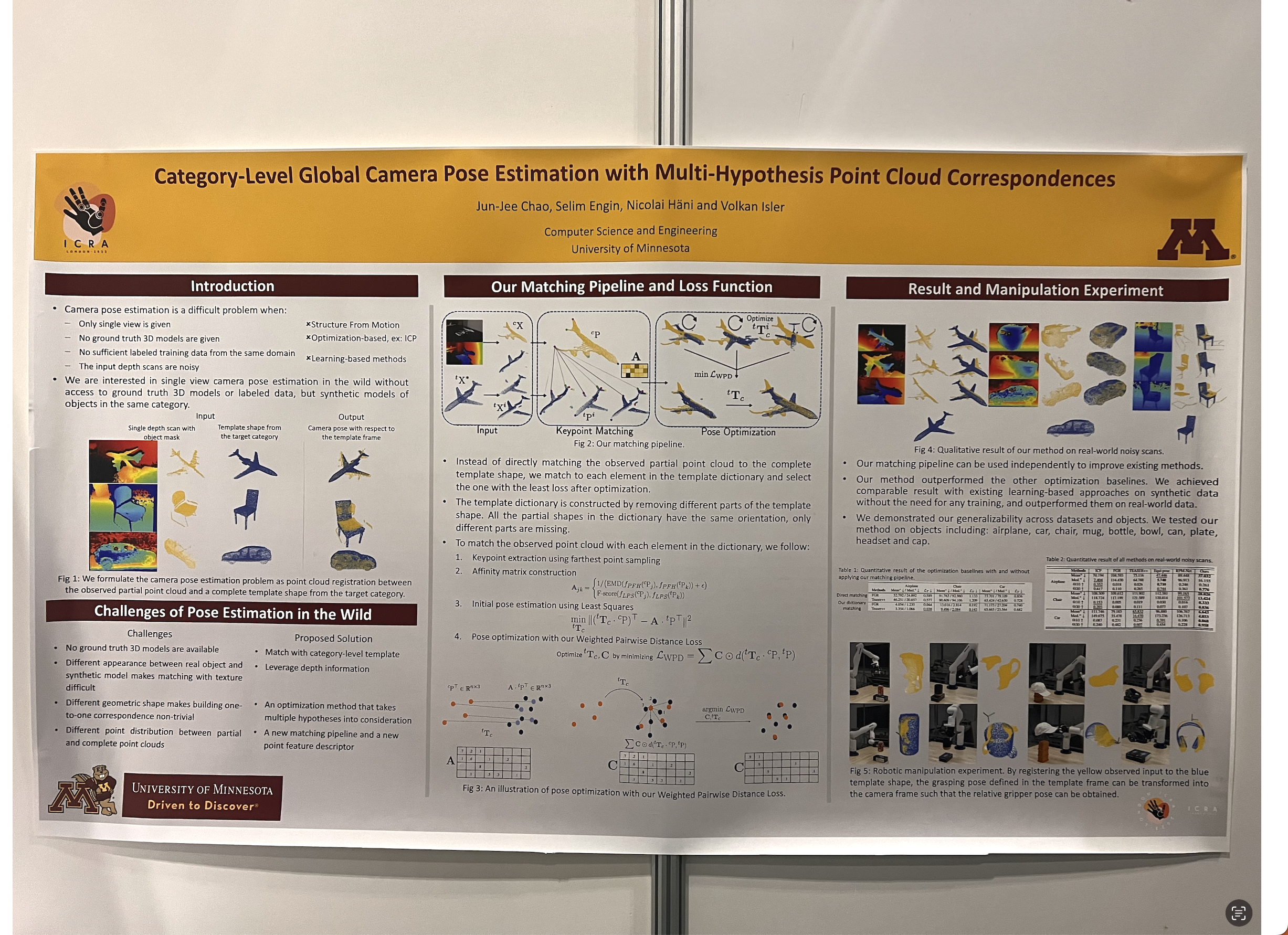 Category-level Global Camera Pose Estimation with Multi-Hypothesis Point Cloud Correspondence