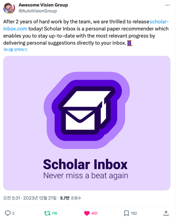 scholar inbox on X